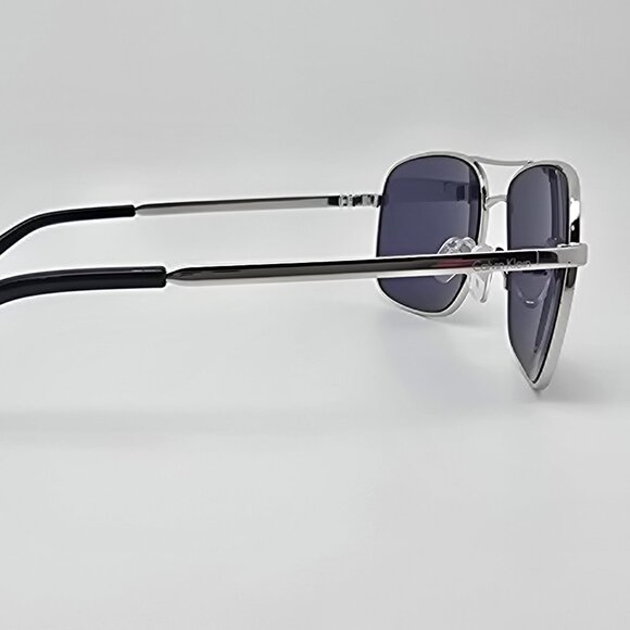 Calvin Klein R163S 045 Silver Frame Dark Blue Lens Aviator Sunglasses w/ Case - Picture 7 of 16